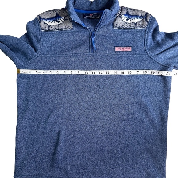 Vineyard Vines Men’s Sweater Blue Fair Isle Marlin Shep Pullover. Size Small - Picture 4 of 12